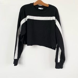 Good American Boxy Warm Up Crop Top Sweatshirt